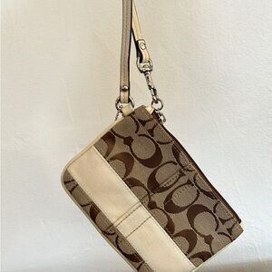 Coach Tan and Cream Wristlet